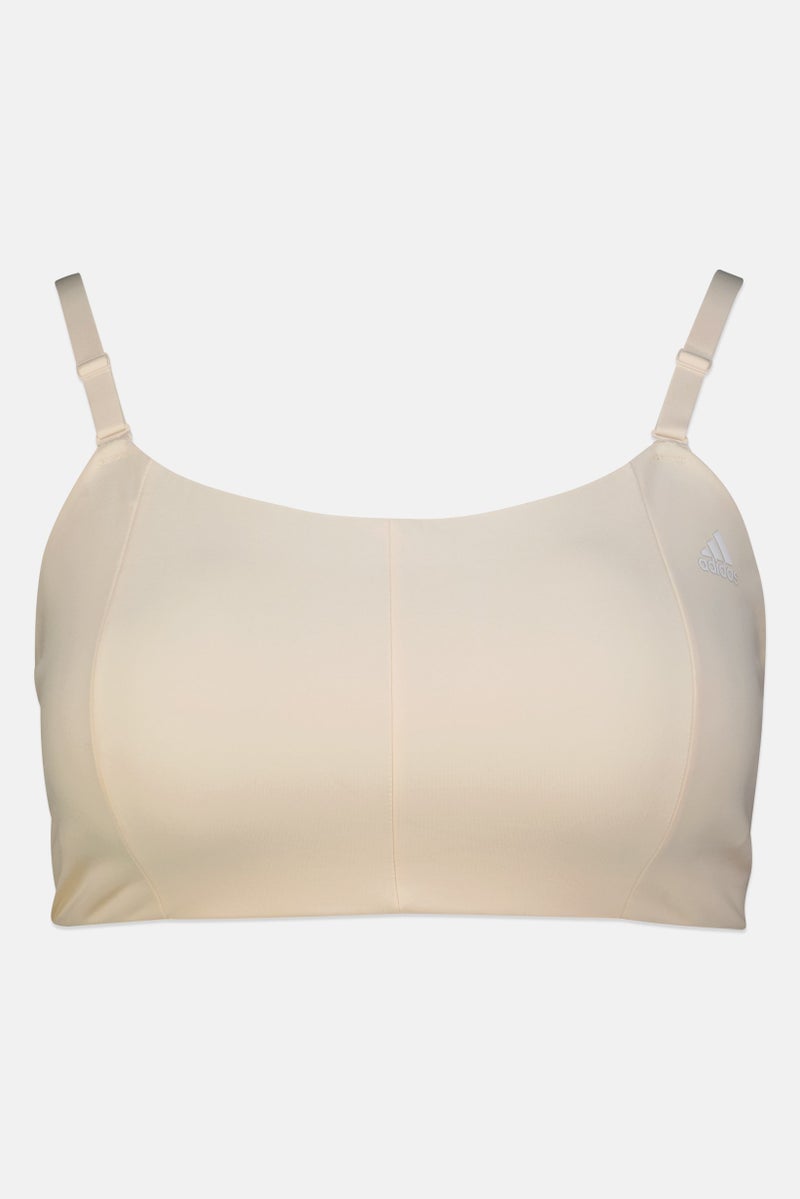 Adidas Women Brand Logo Padded Sports Bra, Cream - Image 4